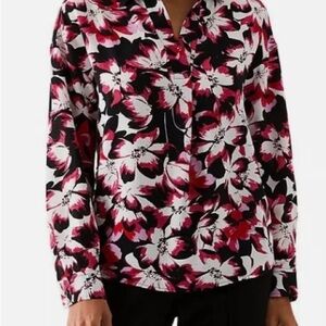 Rafaella Floral Blouse - Black, White, Pink